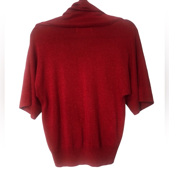 MICHAEL KORS MID SLEEVE RED GOLD GLITTERED COWL NECK SWEATER - Picture 2 of 3